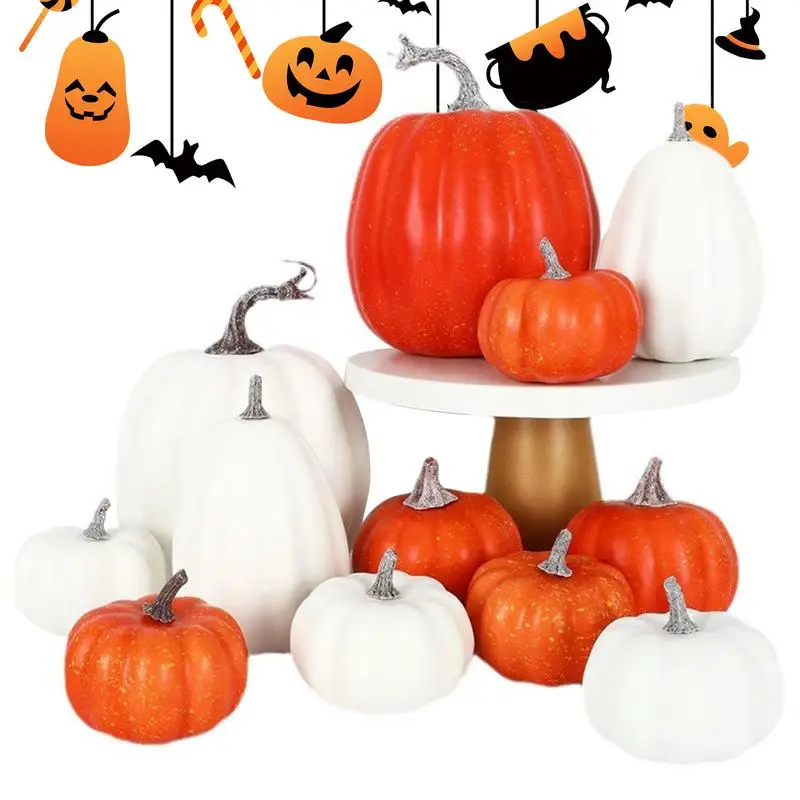 Simulated Foam Pumpkin Set Artificial Simulation Thanksgiving Fall Foam Centerpiece Prop Pumpkin Ornament Halloween Autumn Decor