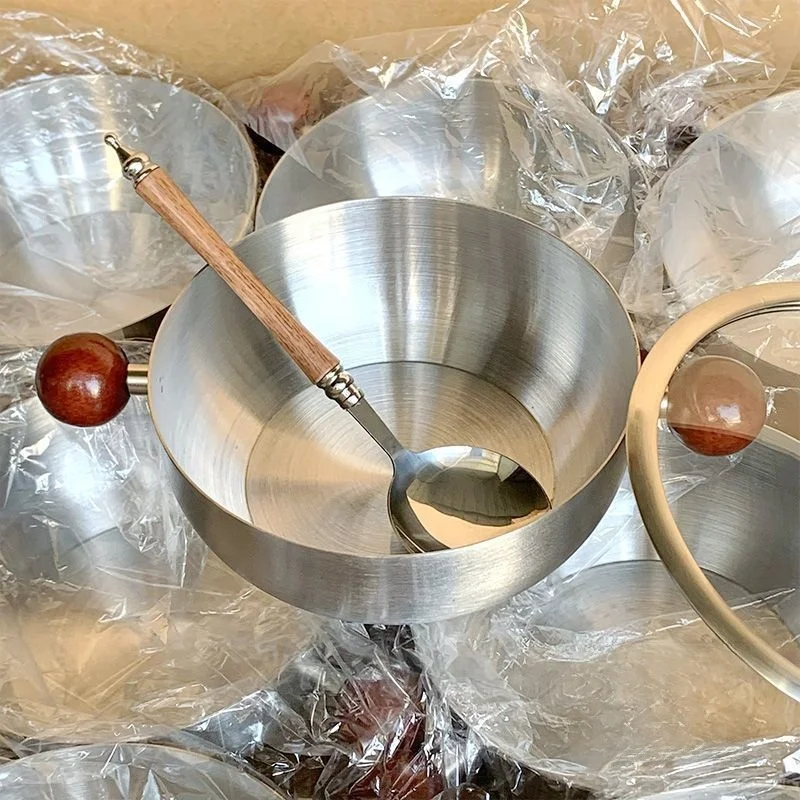 Stainless Steel Ramen Pot with Thickened Double Handles for Single Serving Food Preparation Compatible with Various Stove Types