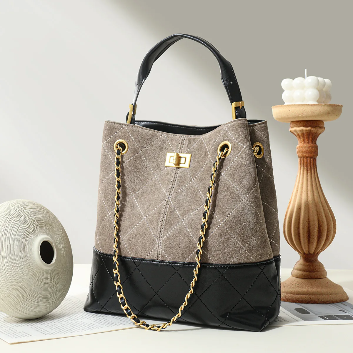 Crossbody أنثى عطر صغير نمط حار بيع المرأة مطابقة الجلود التنقل الكتف دلو مقبض علوي حقائب بيد #4
