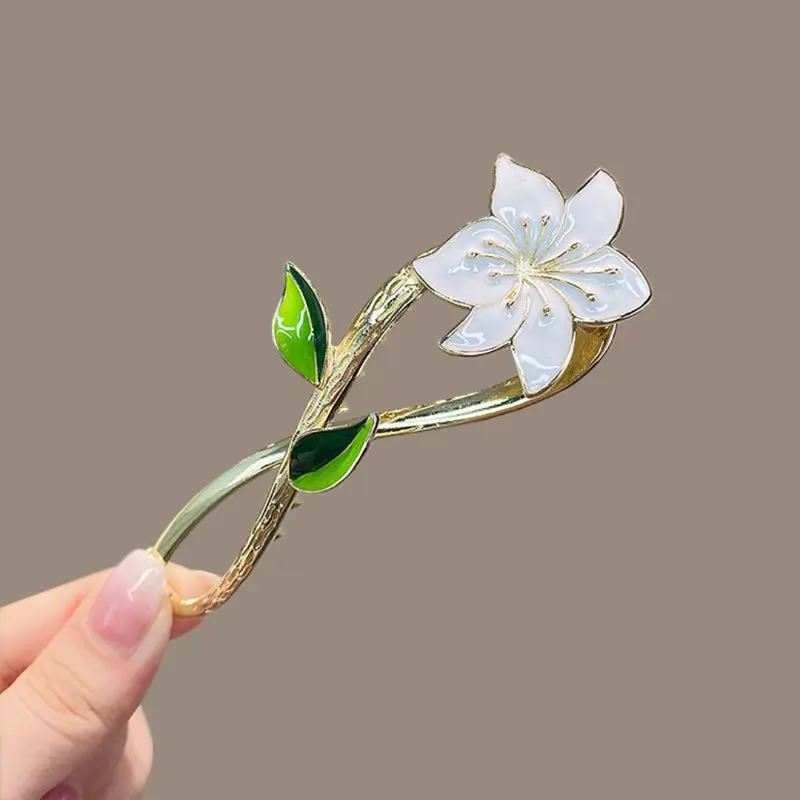 Neue Damen-Haarspange aus Metall, elegante goldene Blumen-Haarspangen, Haarklammer, Krabben-Haarband, Pferdeschwanz-Clip, Kopfschmuck, Haaraccessoires, Tiara – Detail 23
