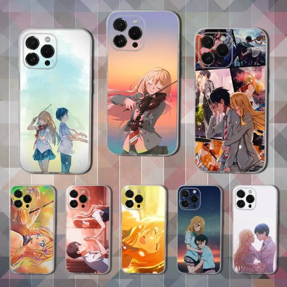 

Hot YOUR LIE IN APRIL Comic Phone Case For iPhone 16,15,14,13,12,11 Pro,Max,Plus,X,XS,XR,SE,Mini Transparent Soft Cover