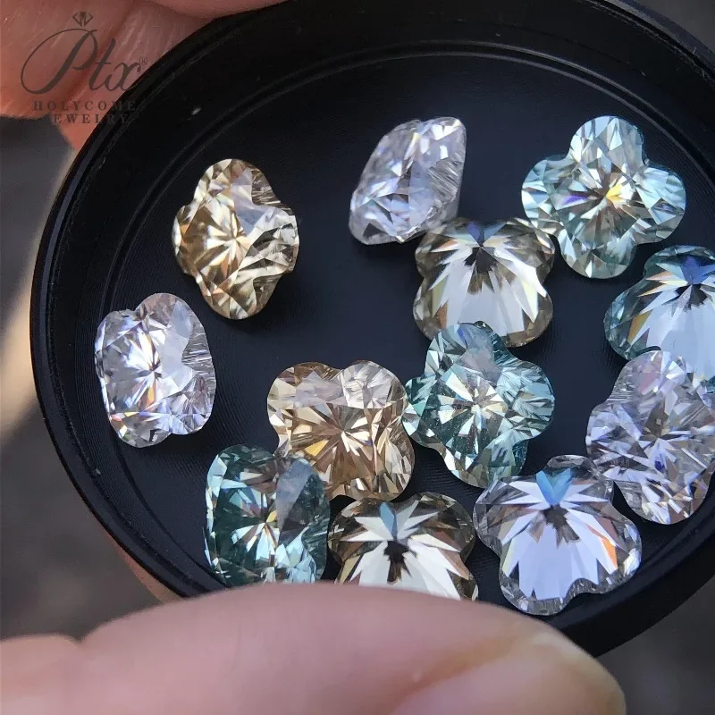 Moissanit-Stein in Kleeblattform, 0,4-6 Karat, mehrfarbig, VVS1-Reinheit, mit GRA-Zertifikat, Schmuckherstellungsmaterial, Kandi-Perlen – Detail 3