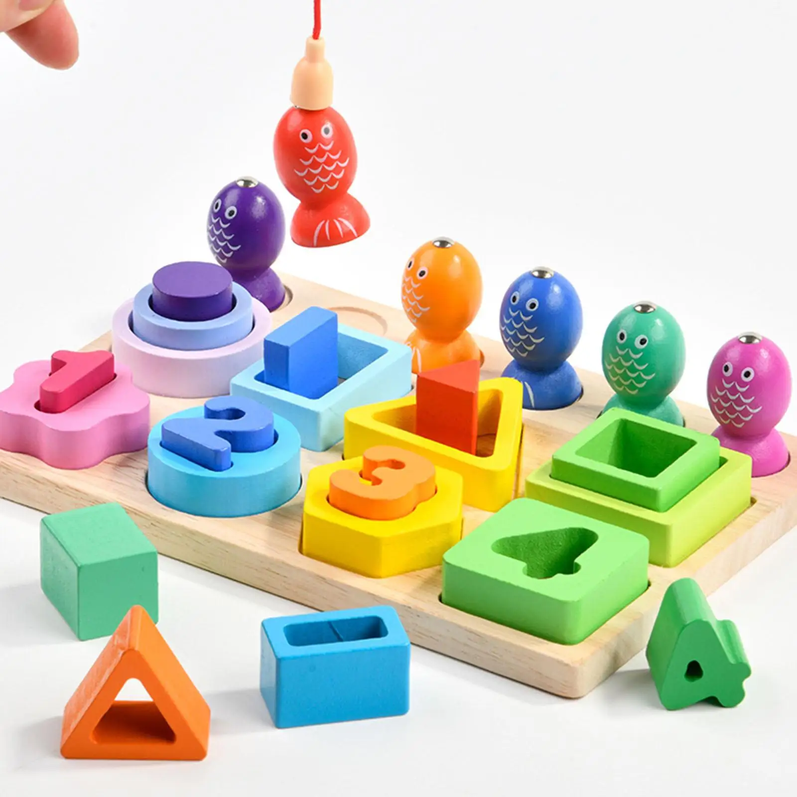 2 In 1 Montessori Baby Ontwikkelingsspeelgoed Vorm Sorteren Puzzel En Vissen Spel Houten Educatief Speelgoed Voor Kinderen 3 4 5 Jaar