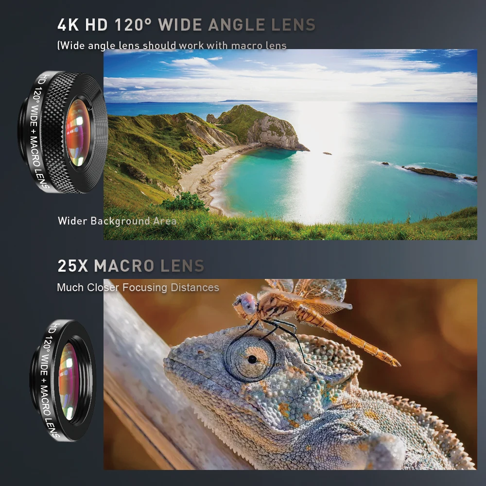 Apexel-望遠レンズキット22x,望遠レンズ,マクロおよび広角,ズーム,単眼,iPhoneおよびSamsung用