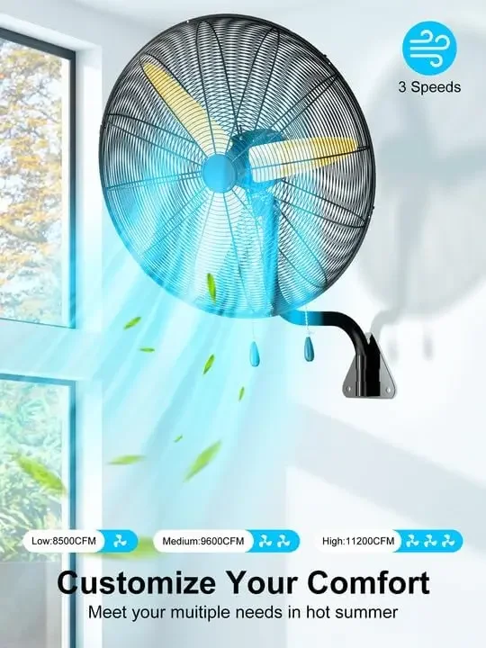 

[Free Shipping!]30" Oscillating Wall Mount Fan with Adjustable Tilt, 11200CFM High Velocity Wall Fan with 3 Speed, Heavy Duty In