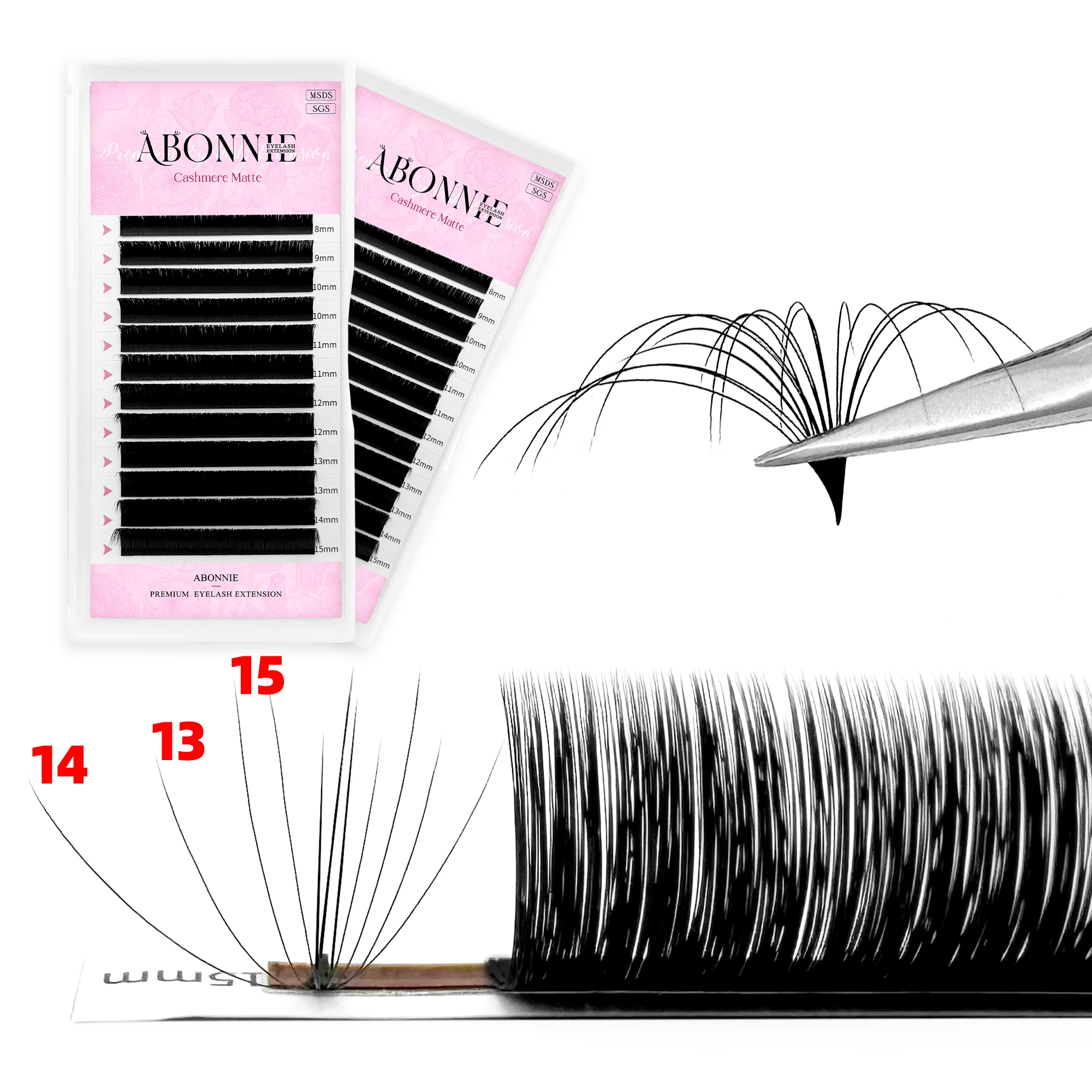 Abonnie Cashmere Camellia Easy Fan Eyelashes Extensions Matte Blooming Automatic Flower Eyelash Mega Volume Lashes Extension