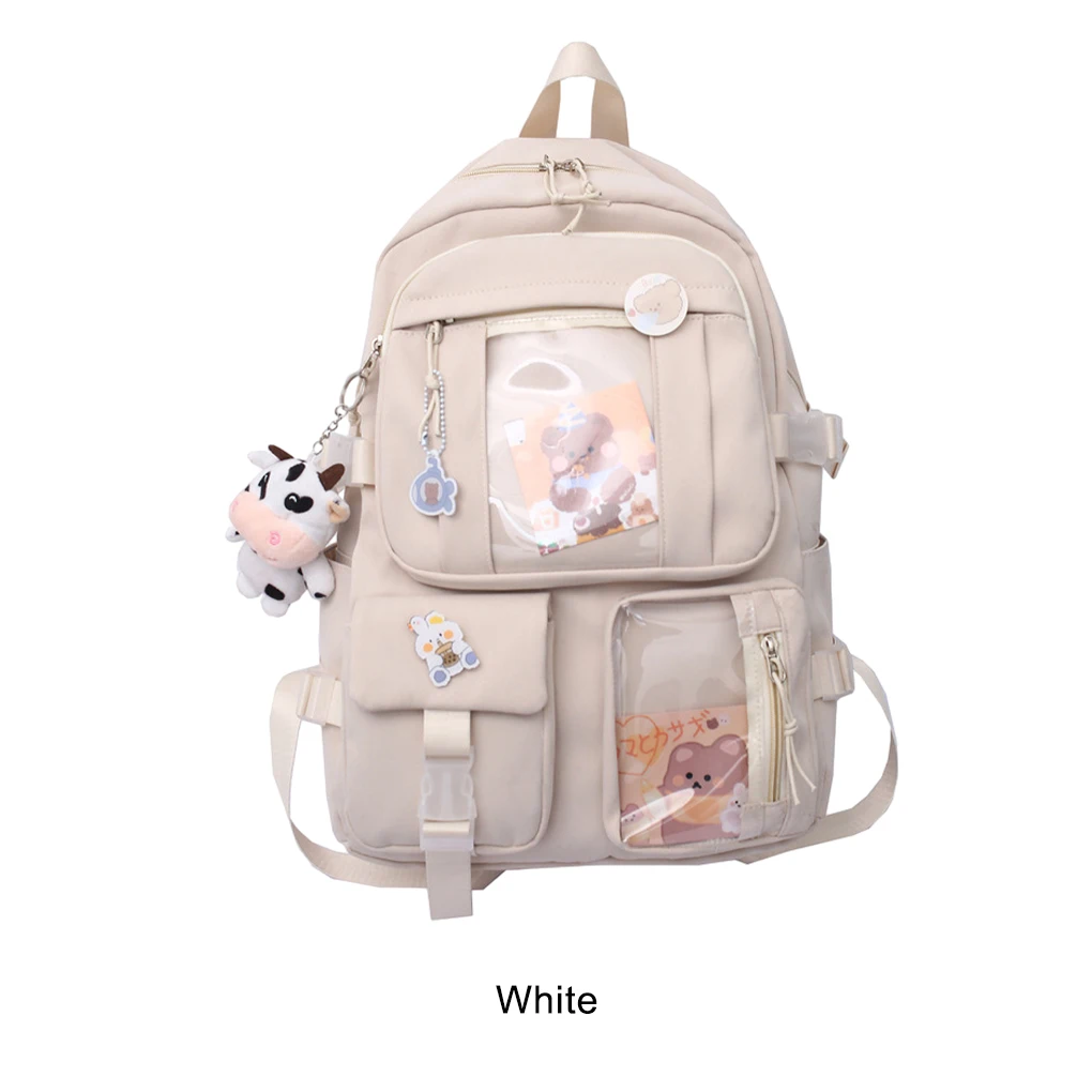 Gift Idea Comfortable And Spacious Backpack For Women Durable Junior High School Student School Bags white