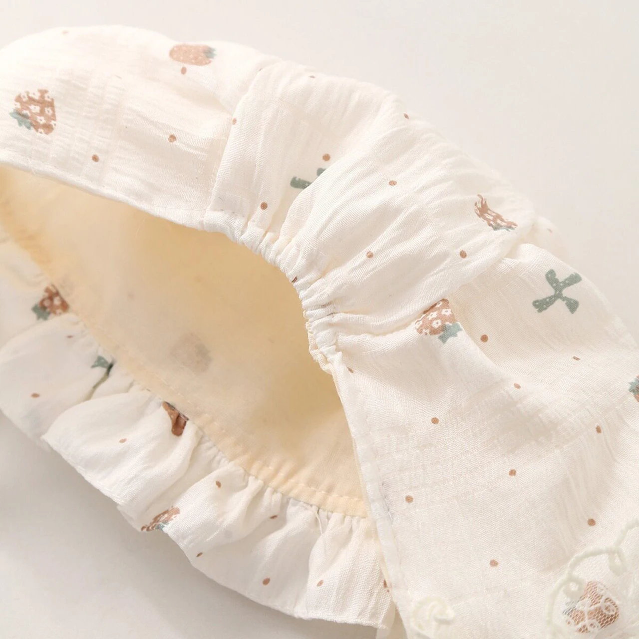 0-10Month Princess Baby Sun Hat Spring UV Protection Lace Ruffle Headgear Bonnet Sweet Strawberry Kids Girls Shade Court Cap image 6