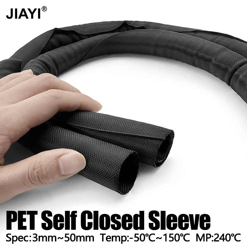 Self-Closed Cable Sleeve 3mm ~ 50mm PET Braid Expandable Auto Line Management Flexible Split Loom Tube Wire Wrap Protect Sheath