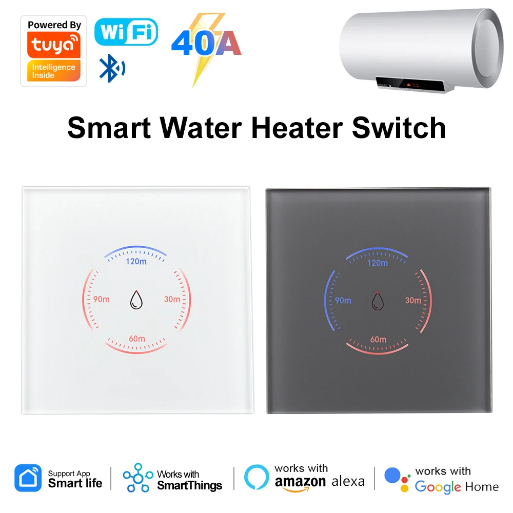 40A Smart Life WiFi Boiler Switch 8000W Water Heater Touch Wall Air Conditioner Switch EU Standard Smart Life Alexa Google Home