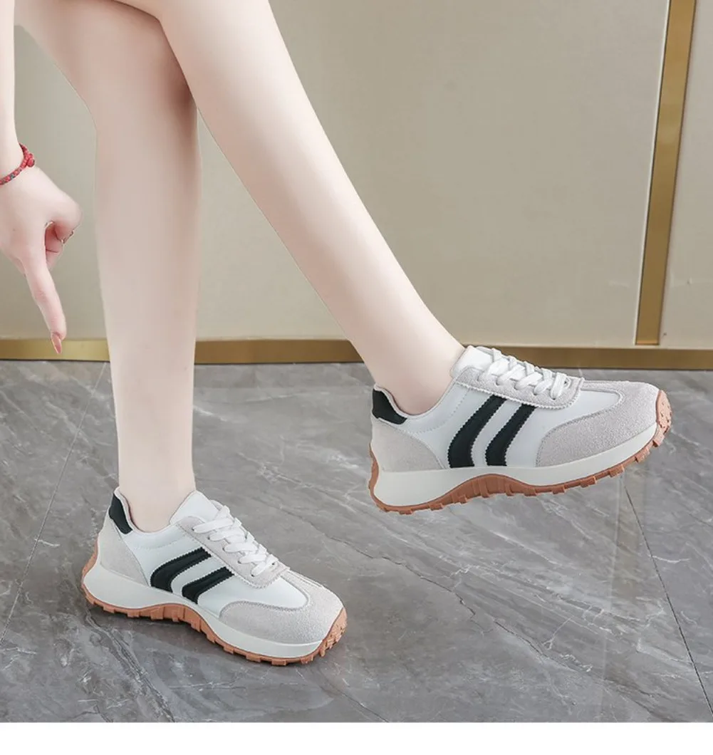 Mehrfarbige Damen Retro Wildleder Schnür-Sneaker, Leichte Atmungsaktive Low-Top Laufschuhe, Rutschfeste Komfort-Freizeitschuhe – Detail 15