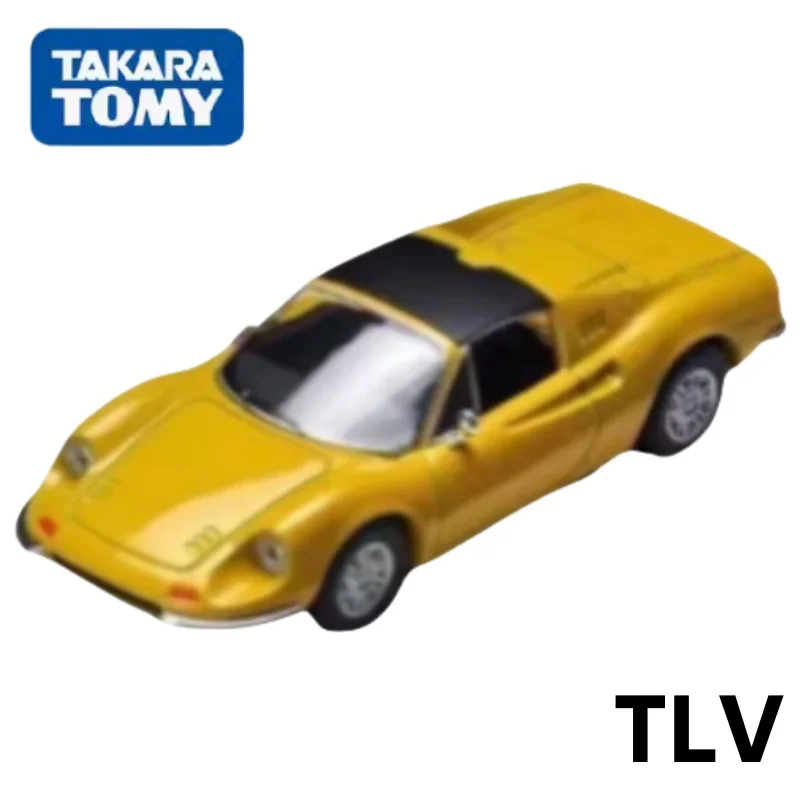 TOMICA TLV 1:64 Dino 246GTS Yellow, alloy die cast static display car models, adult collectibles, toy gifts for boys.