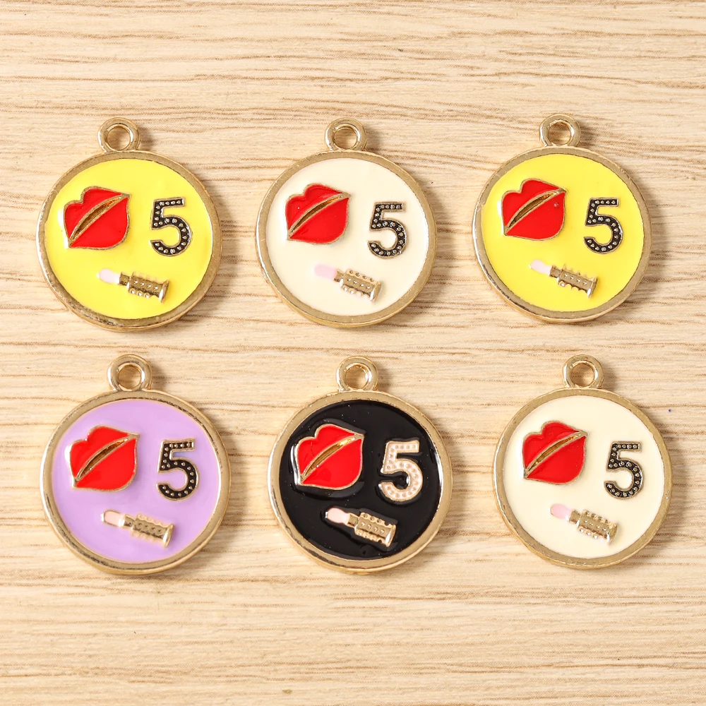 Tusember 10 Stück/Set Niedliche Emaille-Lippenstift-Anhänger für die Herstellung von Ohrringen, Halsketten, Armbändern, DIY-Schmuckzubehör – Detail 3