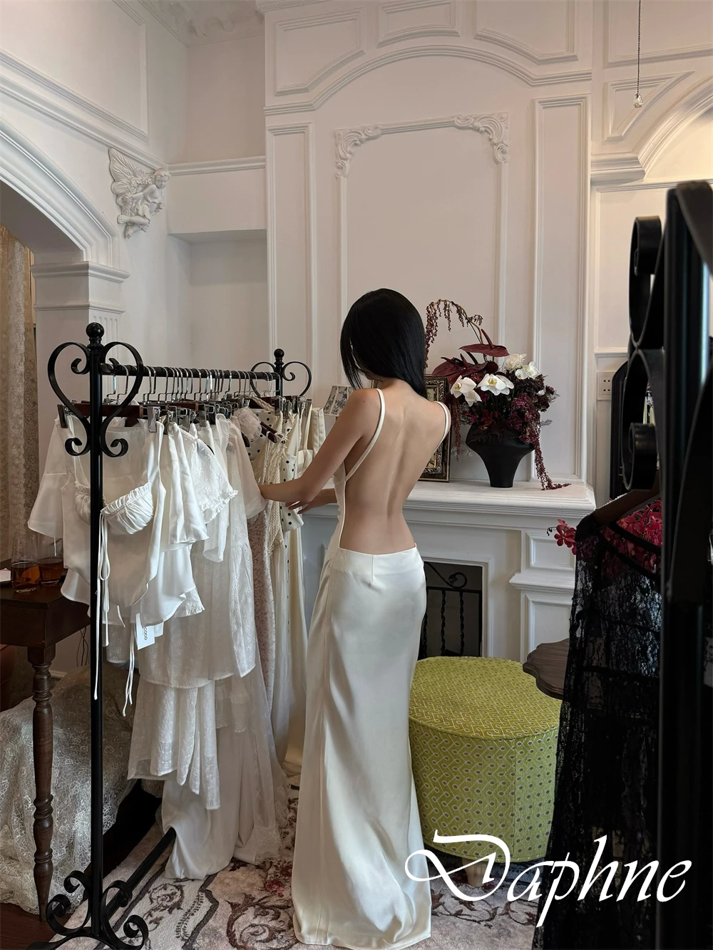 Customized Sleeveless Sexy Fashion  Evening Dress Straight Floor Length White Delicate Cocktail Dress Lace Soft  Prom Dress