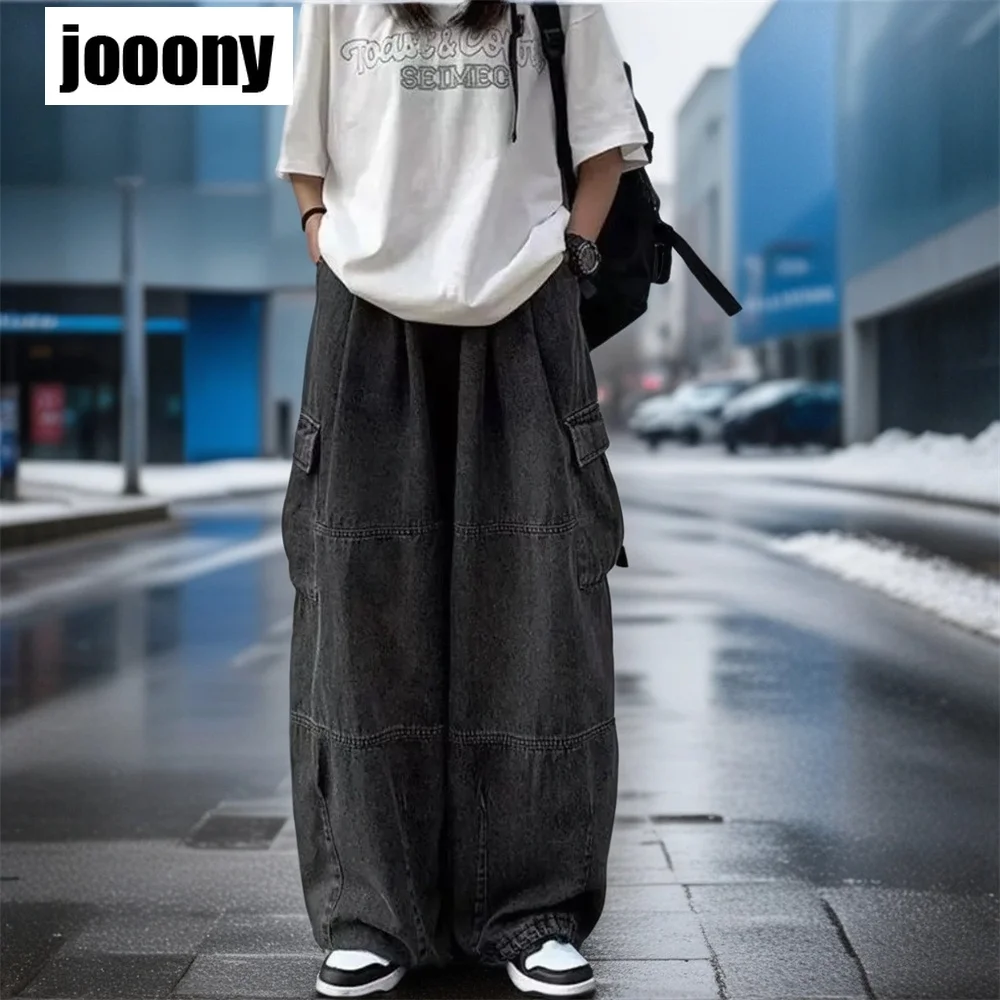 Simple Y2K Baggy Jeans Men Wide Leg Pants Pockets Leisure Style Streetwear Loose Comfortable Pants New Spring Autumn Trousers