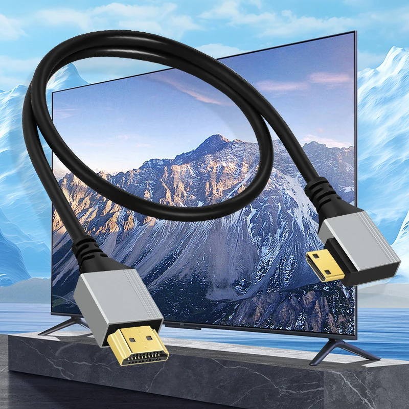1m 8K@60Hz 2.1 Min HDMI MinHDMI Cable 90 Degree Straight/left/right/up/down angle  For Projector Laptop PC Monitor HDTV Camera