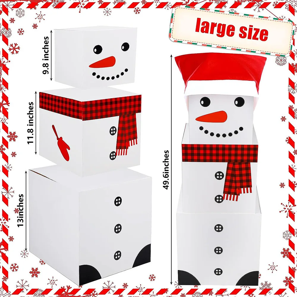 

Christmas Eve Decoration Storage Foldable Santa Boxes Christmas Stack Boxes For Kids Present