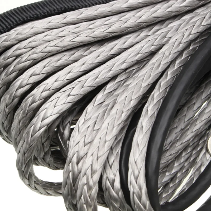 Winch Rope String Line Cable with Sheath Gray Synthetic Towing Rope 15m 7700LBs Car Wash Maintenance String for ATV UTV Off-Road