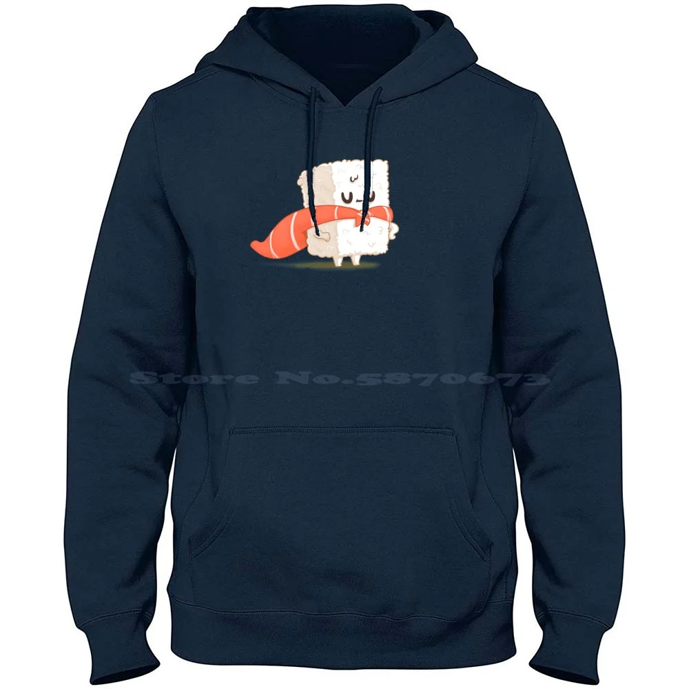 Sushi Hero 100% Cotton Hoodie T Shirt Sushi Hero Foodie Lover Japanese Cape Nigiri Salmon Raw Rice Realfooding Comicstrip Cute