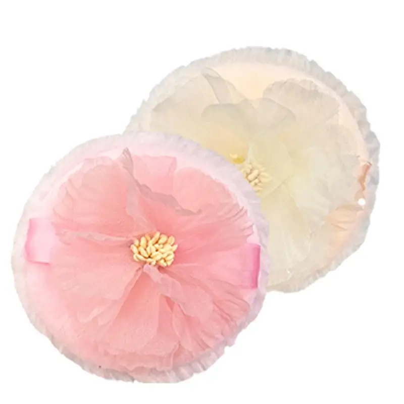 3D ruban fleur double face velours floqué Ultra grand moelleux bouffée de poudre libre pour le maquillage du corps bouffée libre outil de maquillage sec et humide