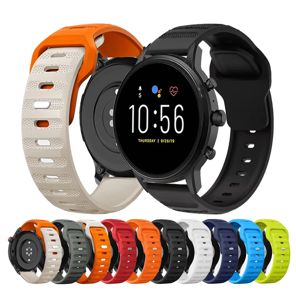 20mm 22mmシリコンストラップ Fossil GEN 6/GEN 5 5E LTE 44mm 45mmブレスレット HUAWEI GT 5 4 Pro/Amazfit Bip 6用 交換用時計バンド