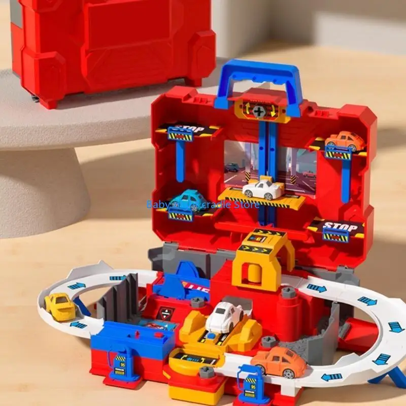 J2FF Fun City Cscapes Car Track Toy Toy Lengitible مع المركبات لعب لا نهاية لها للأطفال ما قبل المدرسة لتطوير المهارات الحركية