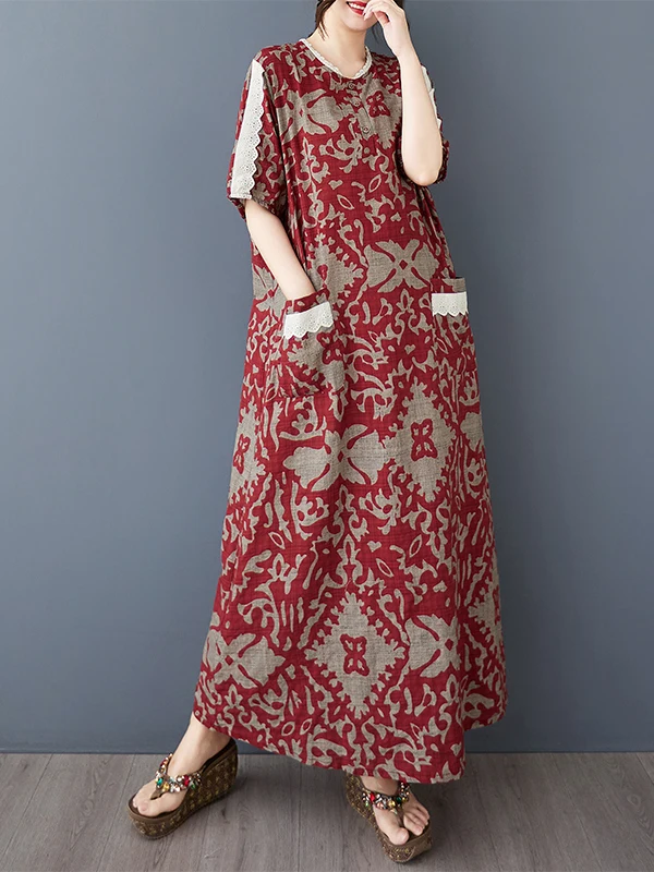 

Новое летнее художественное ретро-цветочное хлопковое льняное круглое Ne ort Sve женское свободное тонкое длинное трапециевидное платье для поездок на работу, высокое...