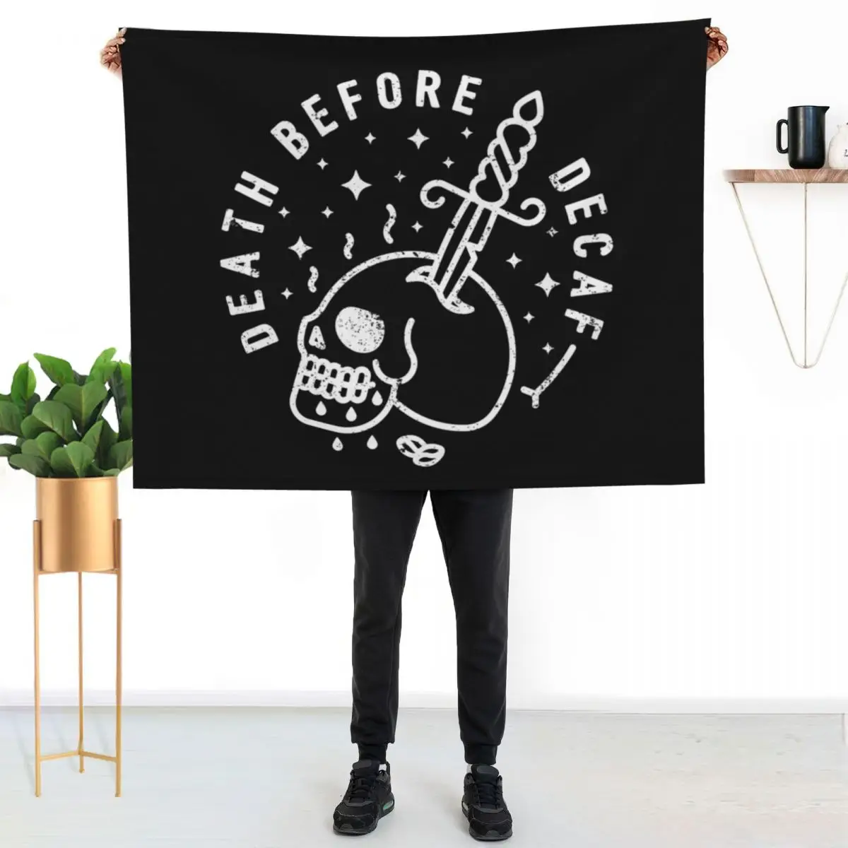 Death Before Decaf Throw Blanket anime Kid'S decorative Bed Fashionable Multi-Purpose wednesday Blankets
