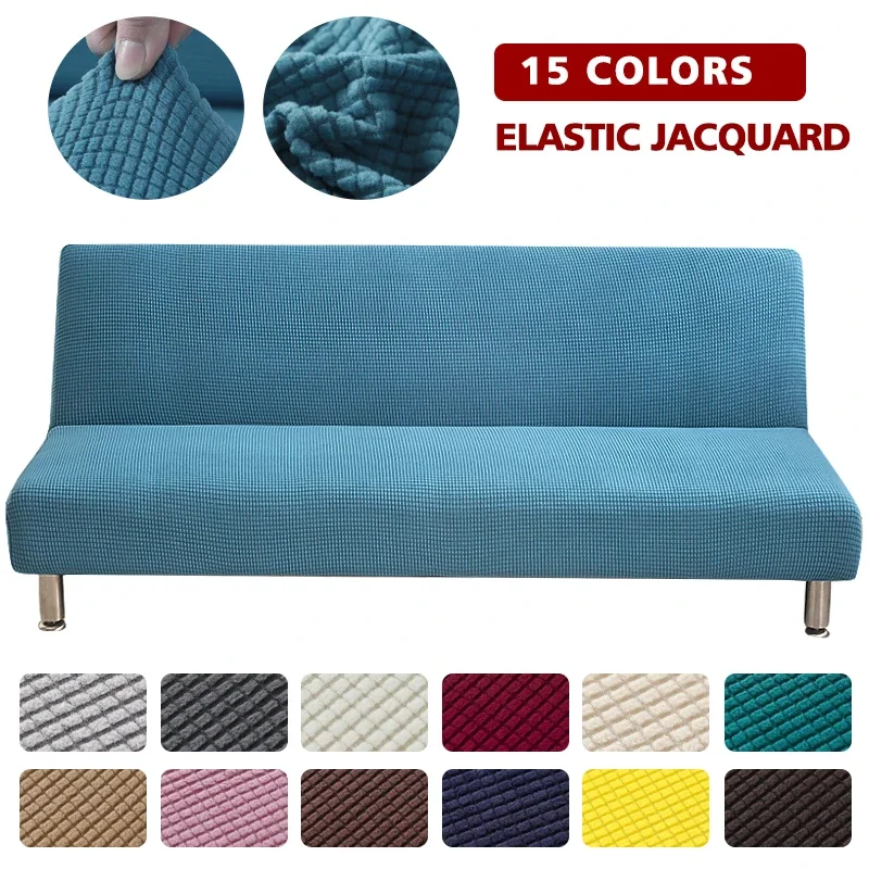 Stretch Futon Cover Jacquard Full-inclusive Sofa Bed Cover with Elastic Bottom Non Slip Sofa Covers Washable Furniture Protector