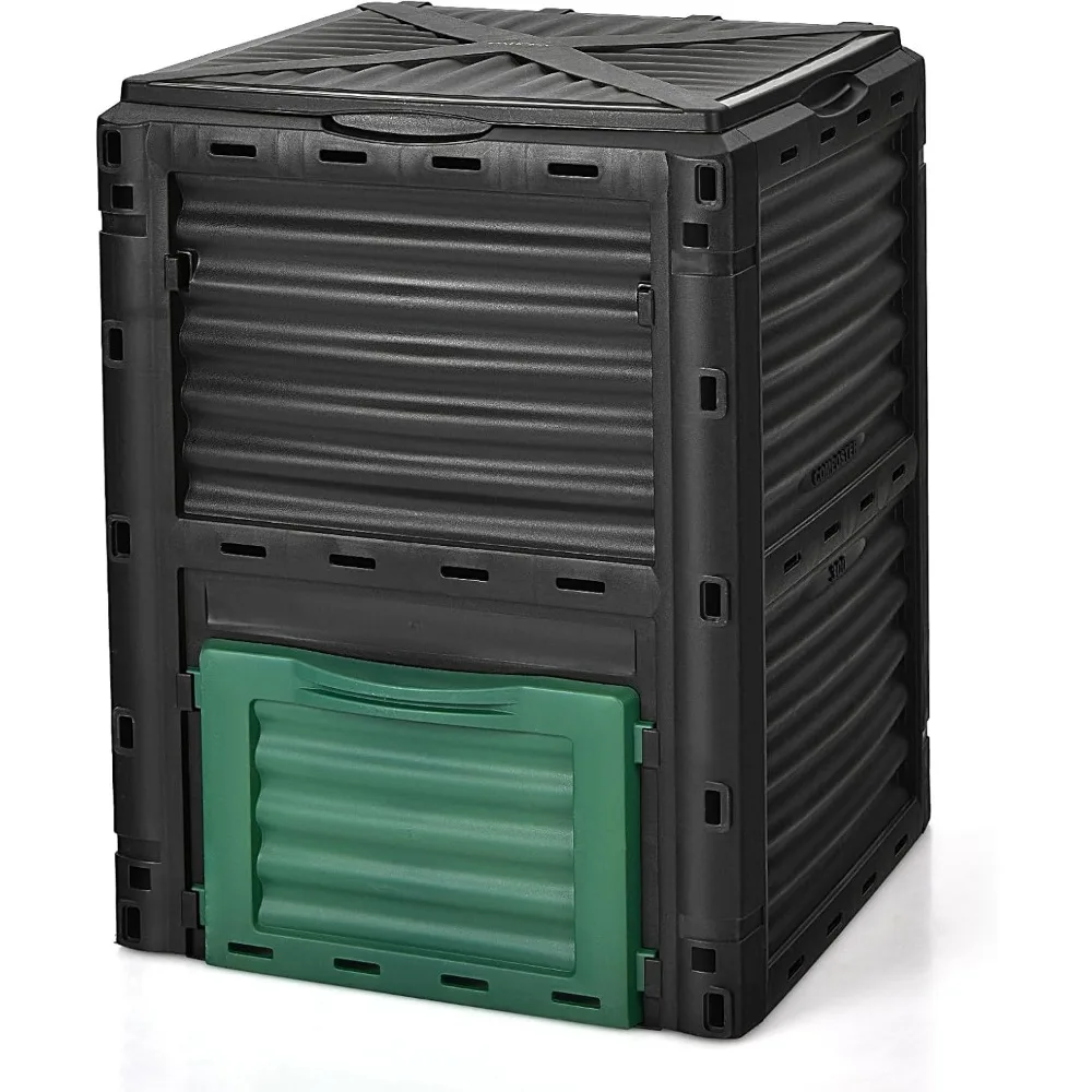 Outdoor trash can with top cover and bottom door, garden trash can, inflatable, 80 gallon