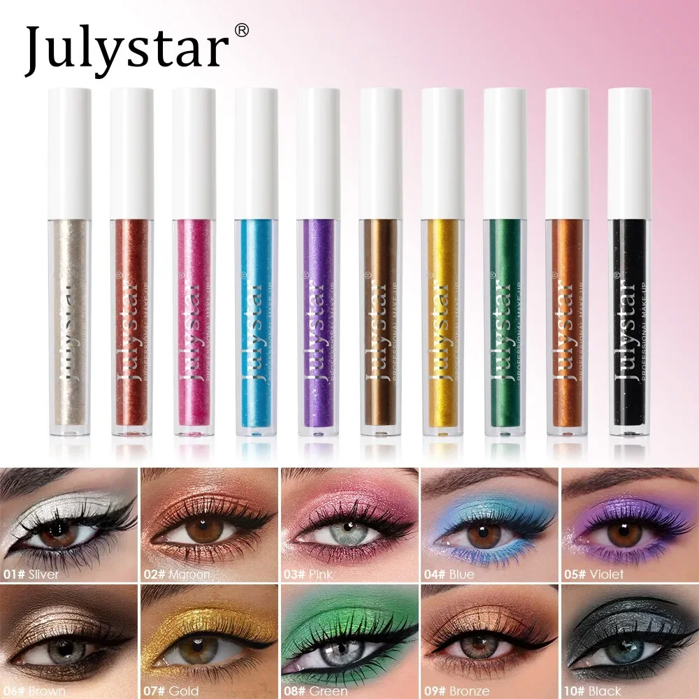 Ombretto metallico liquido a 10 colori, trucco glitterato ad alta lucentezza impermeabile a lunga durata, rosa scintillante per festival di feste