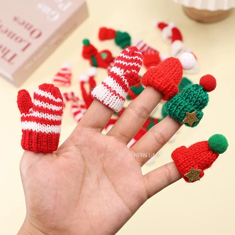 Mini Santa Hat Scarf, Snowman Knit Hats, Glove for Crafts, Christmas Tree Ornaments, DIY Decorations