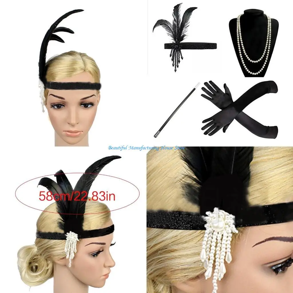 

E56A Повязки на голову с перьями, цепочка на голову принцессы, аксессуары для волос ручной работы для женщин