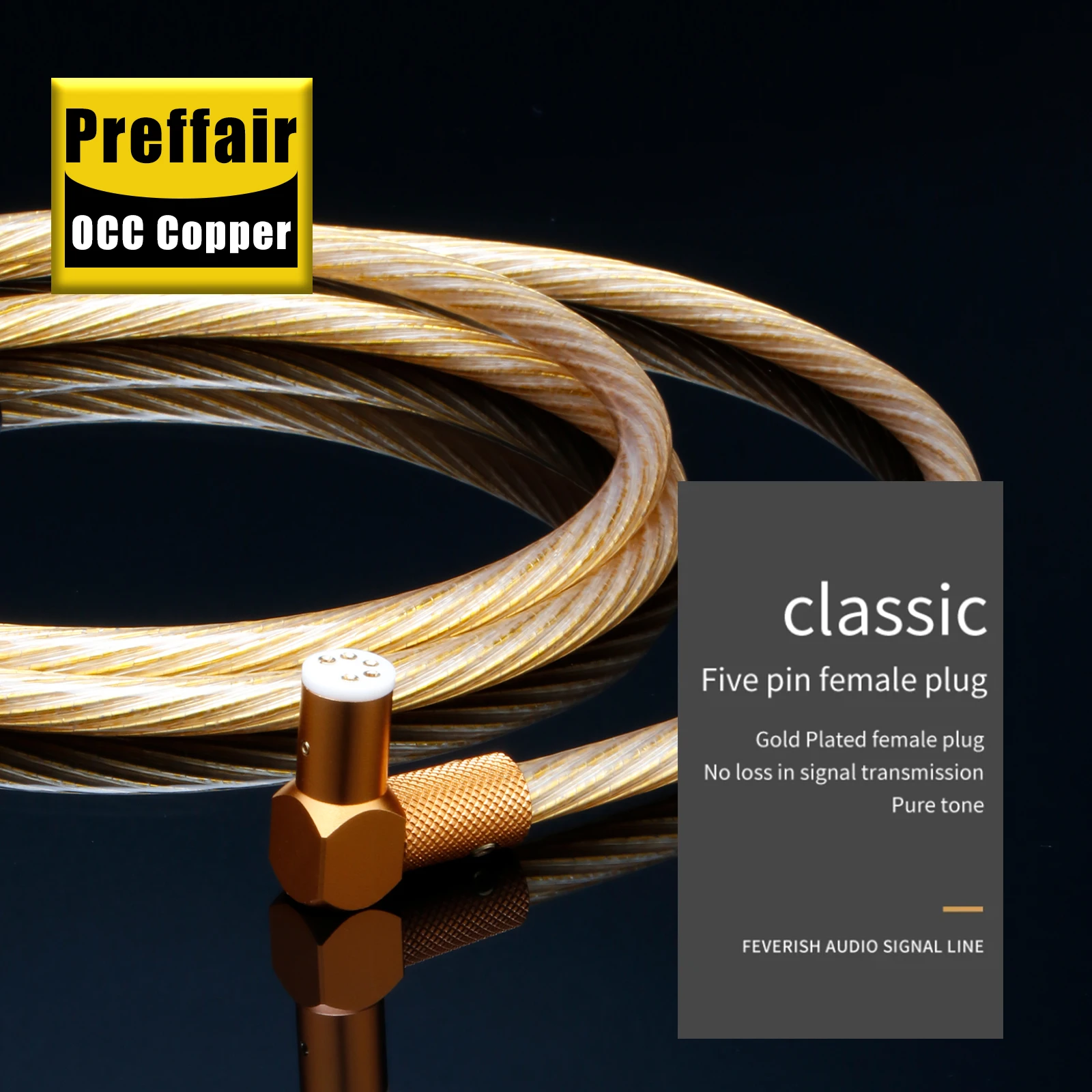 5Pin Din to 2rca Phono Cable 7N OCC Silver Plated Record Vinyl Cable with Y Spade Ground Wire LP Turntable Audio Cord
