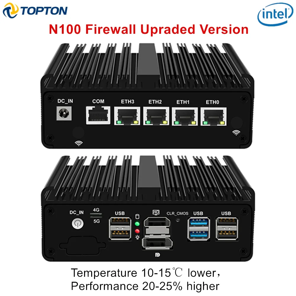 Penawaran Super Intel N100 Router Firewall PC Mini tanpa kipas ditingkatkan PC 4x i226-V 2.5G komputer Solid Proxmox ESXi pfSense OPNsense