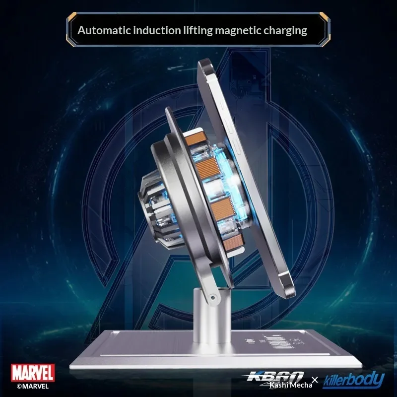 In Stock Killerbody Licensed Iron Man Chest Arc Reactor Wireless Magnetic Charger Alloy Base Desktop Charging Station For Phones