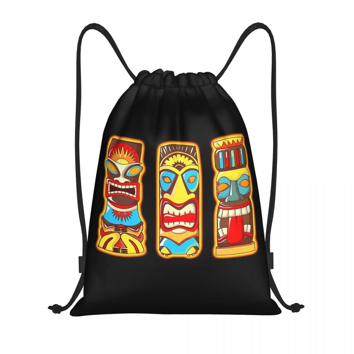 

Рюкзаки в стиле ретро с изображениями божеств Тики, тотемов и идолов, тропические полинезийские рюкзаки, модные сумки-мешки на шнурке, сумки для хранения, сумки для книг для мужчин и женщин