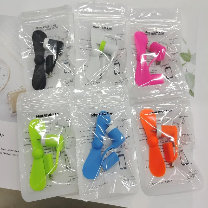 2024 2 in 1 Mini Travel Portable Rechargeable Cell Phone Fan Handheld Mini Fan for Type-C  Android Micro USB