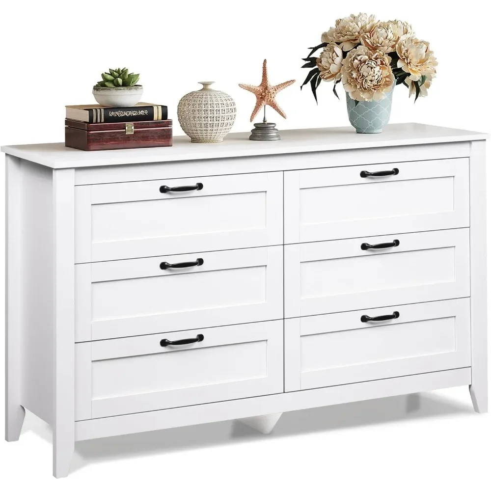 

Retro Chest of Drawers with Metal Handle, Double Wood Dresser for Bedroom, Living Room, Large Storage Cabinet