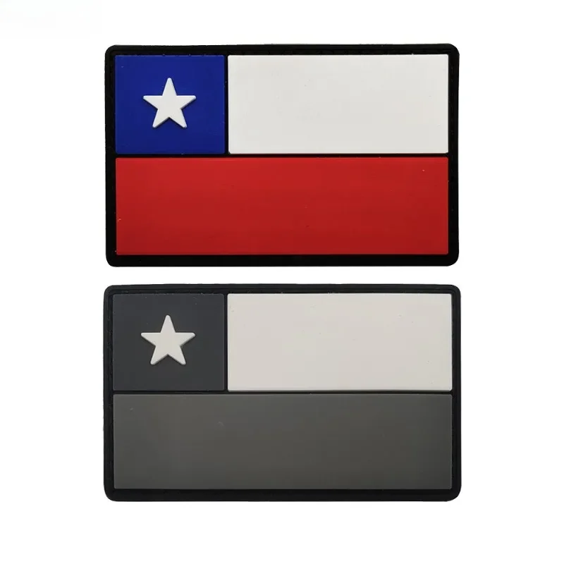 3D Tactical pvc Patch Chile Flag hook & loop patches outdoor sport Sticker morale Badge for Clothes Backpack Applique