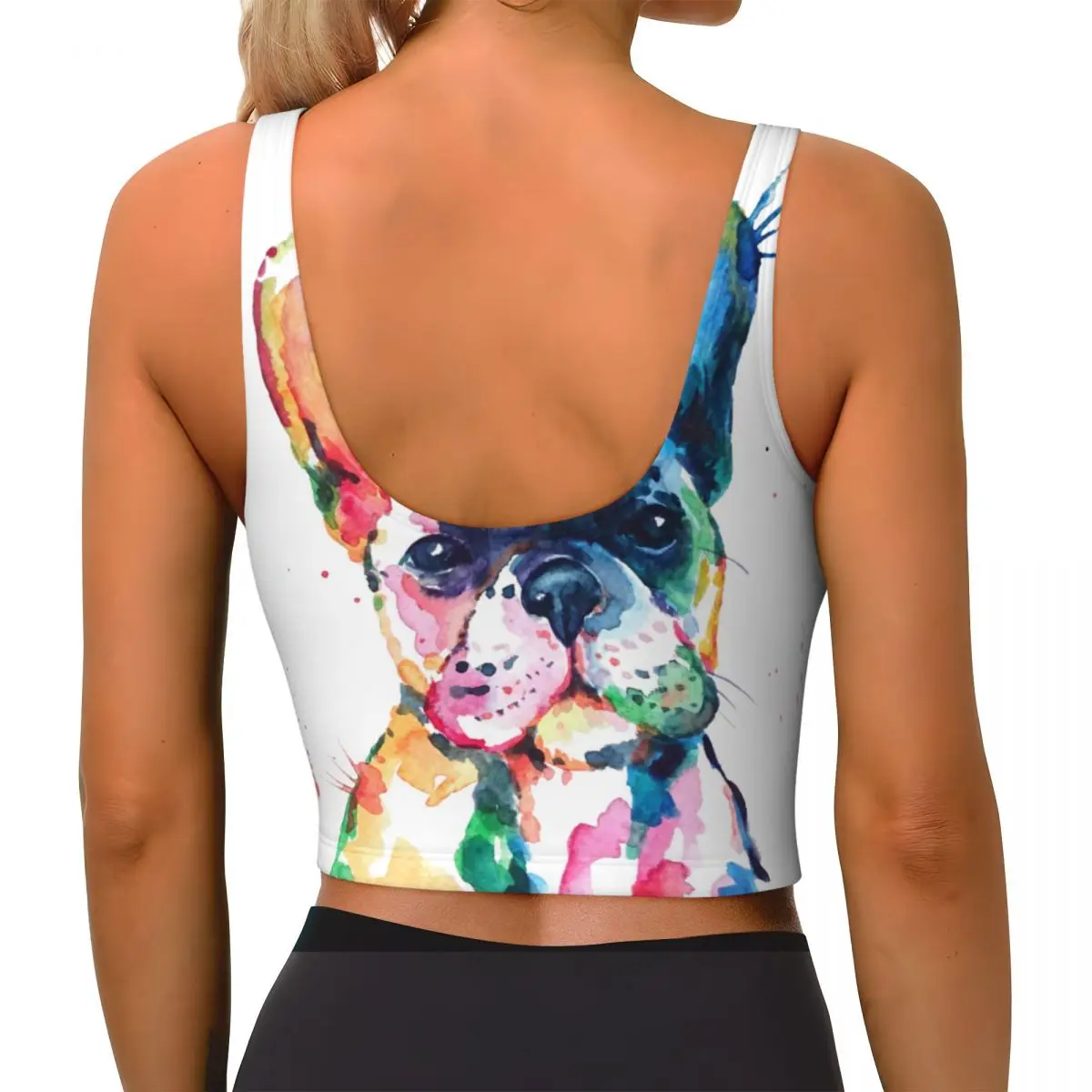 สีน้ํา French Bulldog Basic Tops ผู้หญิง Samba เซ็กซี่ V คอโยคะฟิตเนสเสื้อกีฬา