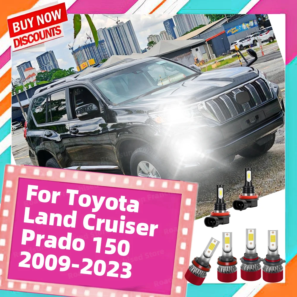 

2/6X автомобильные фары дальнего и ближнего света 6000K 12V противотуманная лампа для Toyota Land Cruiser Prado 150 2009-2023 2010 2011 2012 2013