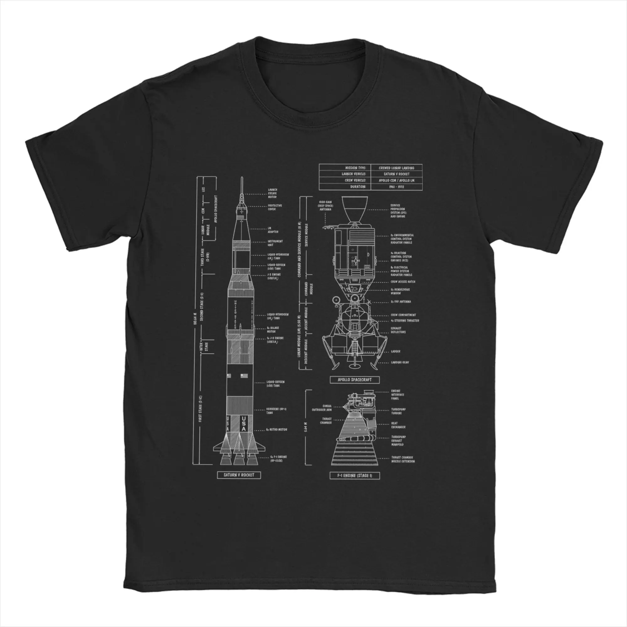 Camiseta para hombre Saturn V Apollo Crewed Lunar Expedition Artemis, camisetas 100% de algodón, camiseta de manga corta, ropa con cuello redondo, Idea de regalo