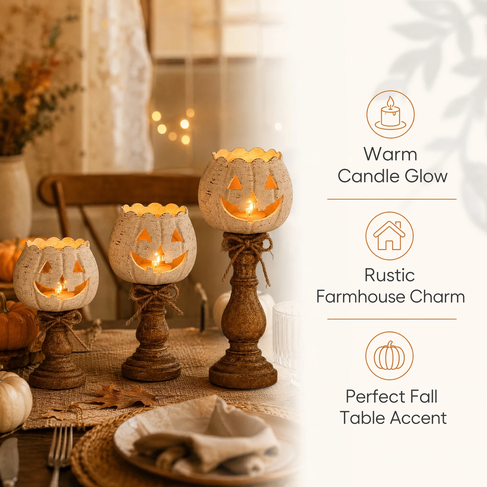 White Pumpkin Tea Light Candle - đánh giá và giá Candle Holder Set