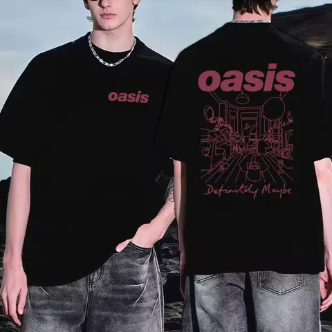 Oasis Live 25 Tour T-Shirt Man's Women Summer Tide Oversized Casual ONeck Short Sleeve Shirts  Fans Gift Boys Clothes
