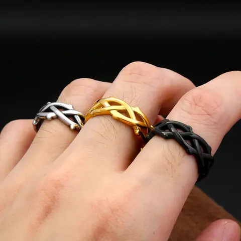 Fashion Punk Gothic Thorn Vine Ring Stainless Steel Retro Thorn Ring For Men Women Unique Amulet Jewelry Gift Dropshipping