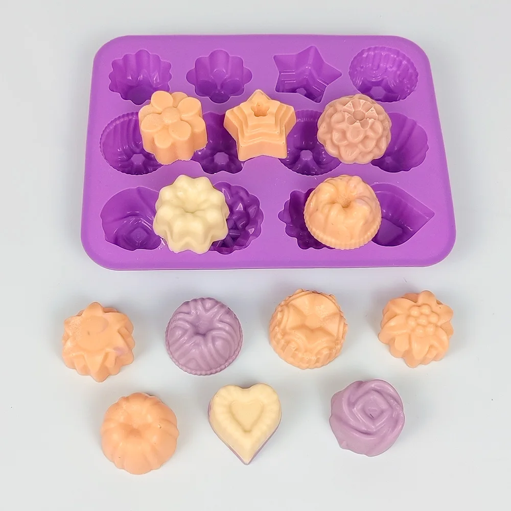 

12 Holes Cookie Jelly Heart Shape Soap Fondant Cake Mould Candle Silicone Mold Mochi Toy DIY Aroma House Decoration Craft Tools