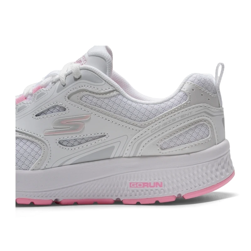 Hot New Skechers Women's White Pink Running Shoes Lightweight Mesh Upper Cushioned Comfort Sole Breathable Sport Sneakers