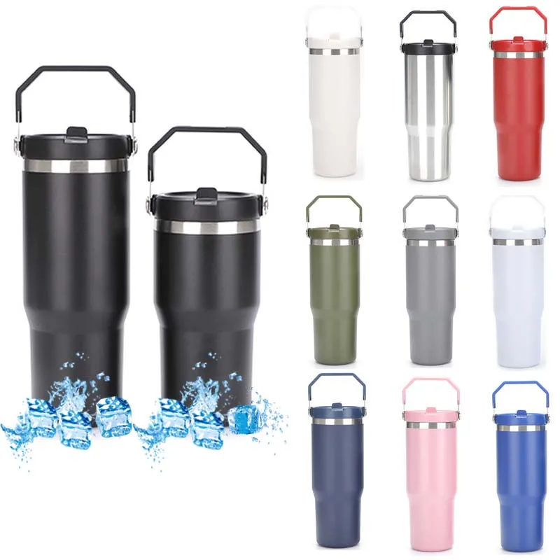 

30oz Large Capacity Stainless Steel Thermos Bottle With Straw Double Layer Insulation Vacuum Flask Portable Travel Thermal Cup