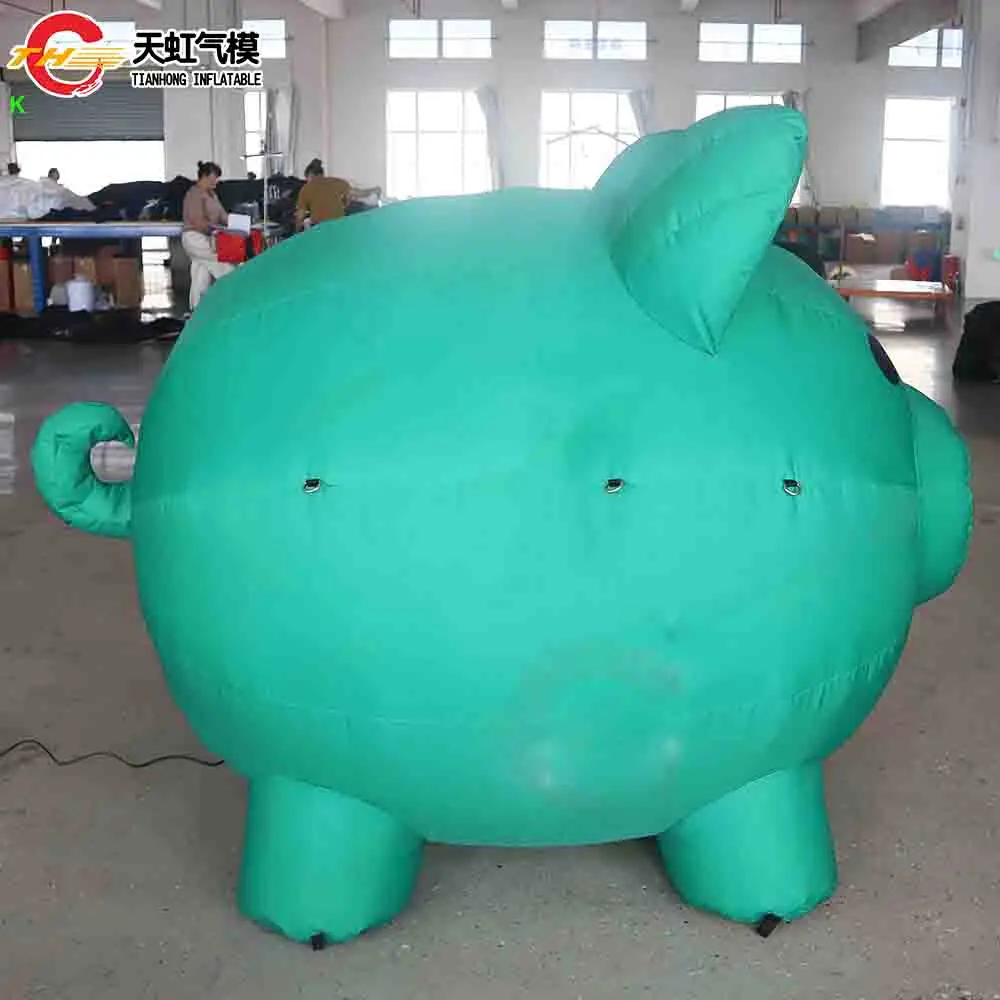 Fast Ship Lovely Inflatable Pig Model Cartoon Advertising Decoration Inflatable Green Pig Replica with Blower